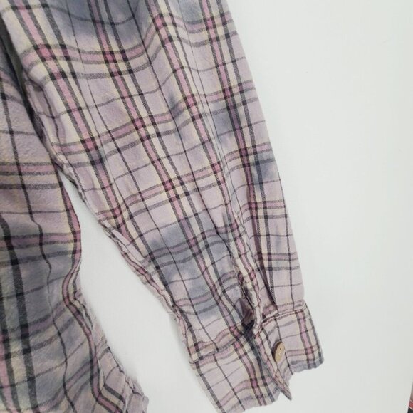 Talulah Women's Long Sleeve Button Down Shirt Plaid Tie Dye Bleach  Size S - Picture 7 of 9